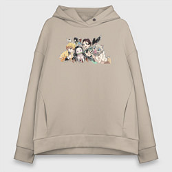 Толстовка оверсайз женская Demon slayer player anime, цвет: миндальный