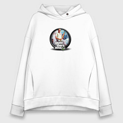 Толстовка оверсайз женская Grand Theft Auto V logo game, цвет: белый