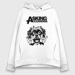 Толстовка оверсайз женская Asking Alexandria - rock dog, цвет: белый