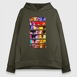 Толстовка оверсайз женская Got7 все участники группы, цвет: хаки