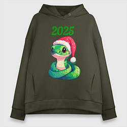 Толстовка оверсайз женская Зеленая змейка 2025 год, цвет: хаки