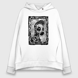 Толстовка оверсайз женская Gasmask punk society, цвет: белый