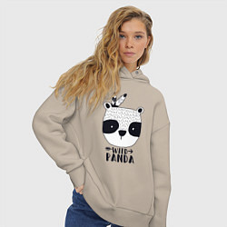 Толстовка оверсайз женская Wild panda, цвет: миндальный — фото 2
