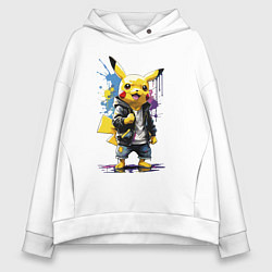 Женское худи оверсайз Cool Pikachu - watercolor sketch