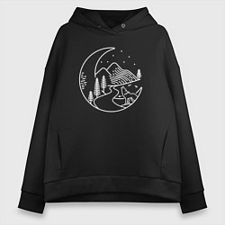 Толстовка оверсайз женская Ночной волк, цвет: черный