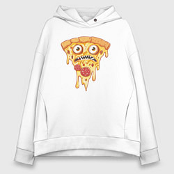 Толстовка оверсайз женская Pizza face, цвет: белый