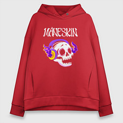 Толстовка оверсайз женская Maneskin - неоновый череп, цвет: красный