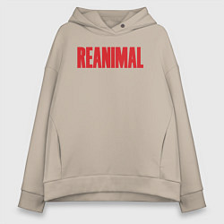 Толстовка оверсайз женская Reanimal logo, цвет: миндальный