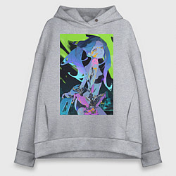 Толстовка оверсайз женская Киберпанк Люсина Кусинада, цвет: меланж