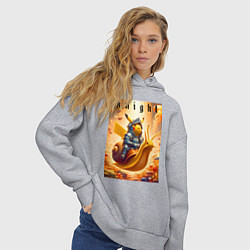 Толстовка оверсайз женская Pikachu knight on a snail - ai art fantasy, цвет: меланж — фото 2