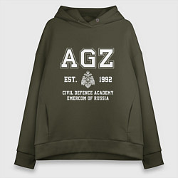 Толстовка оверсайз женская Академия Гражданской Защиты МЧС России, цвет: хаки