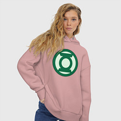 Толстовка оверсайз женская Green lantern logo, цвет: пыльно-розовый — фото 2