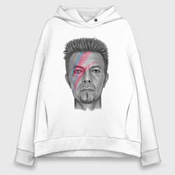 Толстовка оверсайз женская David Bowie rock singer, цвет: белый