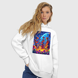 Толстовка оверсайз женская Концерт ансамбля скелетов под луной, цвет: белый — фото 2