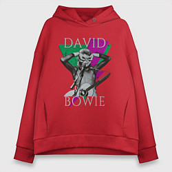 Толстовка оверсайз женская David Bowie hand goggles, цвет: красный