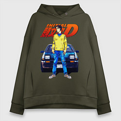 Толстовка оверсайз женская Такуми & АЕ86, цвет: хаки