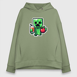 Женское худи оверсайз Minecraft крипер с маком