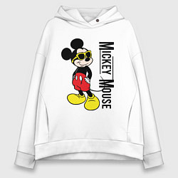 Толстовка оверсайз женская Микки Маус и надпись, цвет: белый