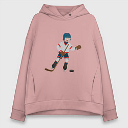 Толстовка оверсайз женская Эмоциональный хоккеист, цвет: пыльно-розовый