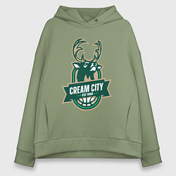 Женское худи оверсайз Milwaukee Bucks cream city