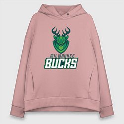 Толстовка оверсайз женская Milwaukee Bucks NBA, цвет: пыльно-розовый