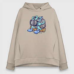 Толстовка оверсайз женская Я фотограф, цвет: миндальный