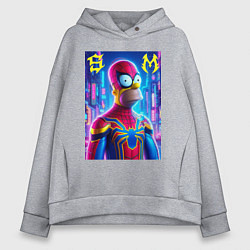 Женское худи оверсайз Homer Simpson and Spider man - collaboration