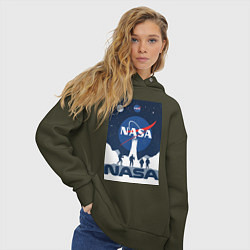 Толстовка оверсайз женская NASA открытия, цвет: хаки — фото 2