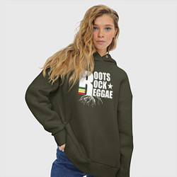 Толстовка оверсайз женская Roots reggae, цвет: хаки — фото 2
