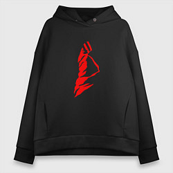 Толстовка оверсайз женская Kasabian - red logo, цвет: черный