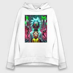 Толстовка оверсайз женская Rick and Morty - horror fantasy, цвет: белый