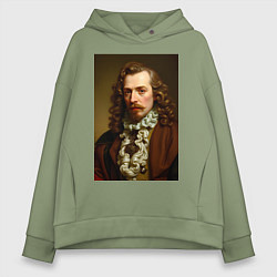 Толстовка оверсайз женская Старинный портрет, цвет: авокадо