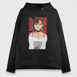 Толстовка оверсайз женская Дандадан: Момо, цвет: черный