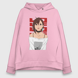 Толстовка оверсайз женская Дандадан: Момо, цвет: светло-розовый