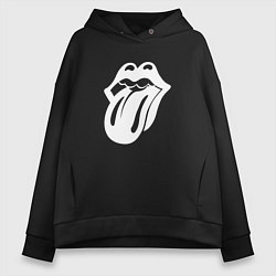 Женское худи оверсайз Rolling Stones - white logo