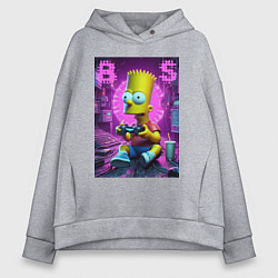 Толстовка оверсайз женская Bart Simpson - cool gamer, цвет: меланж