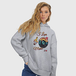 Толстовка оверсайз женская Я люблю музыку, цвет: меланж — фото 2