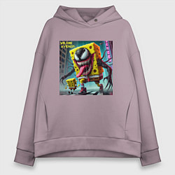 Толстовка оверсайз женская Sponge Bob and Venom - collaboration, цвет: сиреневый