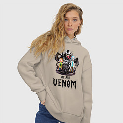 Толстовка оверсайз женская Morty and Rick - we are Venom meme, цвет: миндальный — фото 2