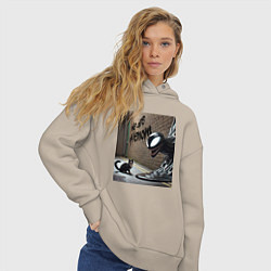 Толстовка оверсайз женская Cat and Symbiote - we are Venom meme, цвет: миндальный — фото 2