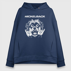 Толстовка оверсайз женская Nickelback rock dog, цвет: тёмно-синий