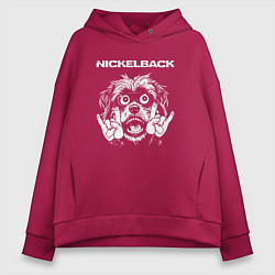 Толстовка оверсайз женская Nickelback rock dog, цвет: маджента