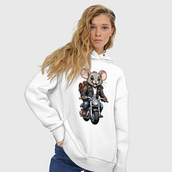 Толстовка оверсайз женская Biker mice, цвет: белый — фото 2