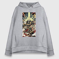 Толстовка оверсайз женская Иллюстрация космодесантника, цвет: меланж