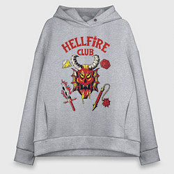 Толстовка оверсайз женская Stranger things - hellfire club, цвет: меланж