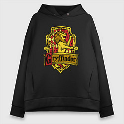 Толстовка оверсайз женская Hogwarts - gryffindor logo, цвет: черный