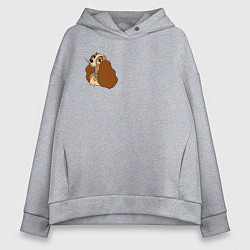 Толстовка оверсайз женская Леди со спагетти - парная из мф Леди и Бродяга: ко, цвет: меланж