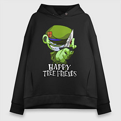 Толстовка оверсайз женская Happy three friends - Flippy, цвет: черный