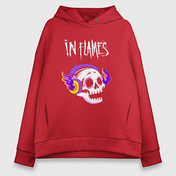 Толстовка оверсайз женская In Flames - неоновый череп, цвет: красный