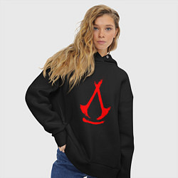Толстовка оверсайз женская Assassins creed - shadows logotype, цвет: черный — фото 2